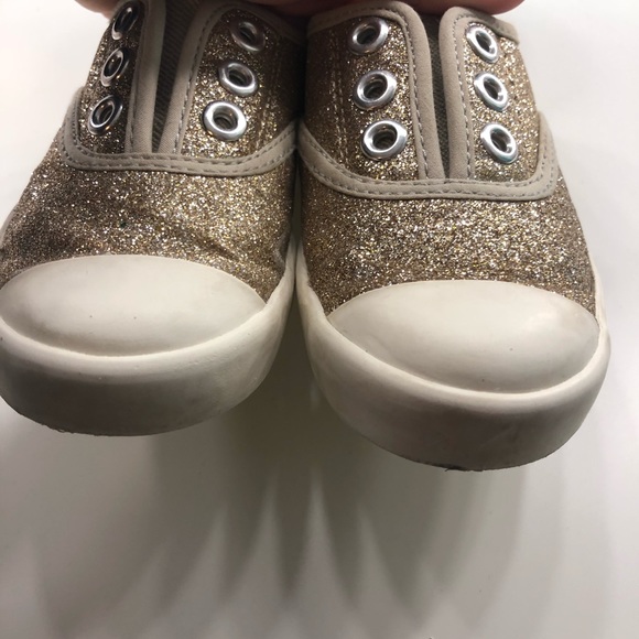 Mini Boden Glitter Gold Slip on Sneaker. Size 8. - Picture 3 of 5